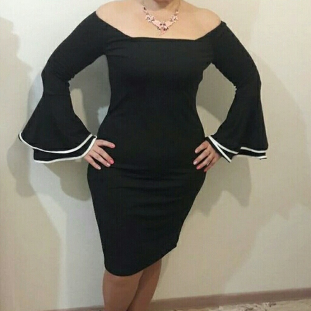 Elegant off shoulder/slash, flare sleeve Dress! - Picture 3 of 5